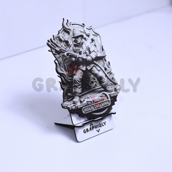 (2 Designs) Hold the Line Firefighter 3D Illusion Laser File - SVG, WWS, XCS, LBRN2