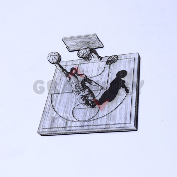Overhead Basketball Slam Dunk 3D Illusion Laser File - SVG, WWS, XCS, LBRN2