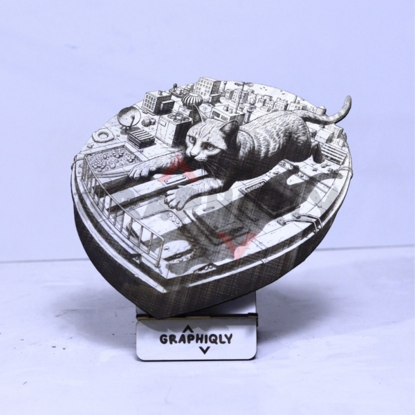 Rooftop Prowler Cat 3D Illusion