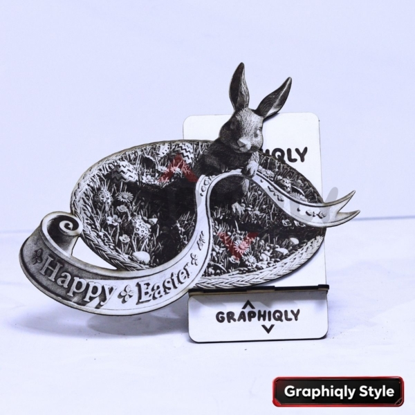 Happy Easter Bunny Ribbon 3D Illusion