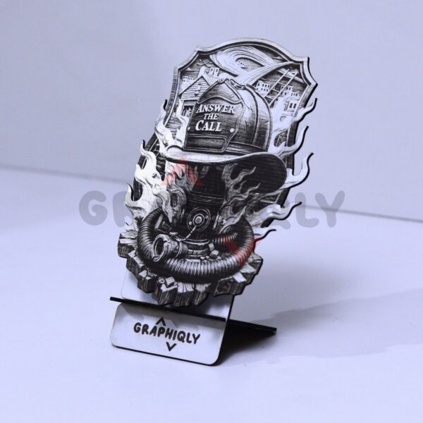 (2 Designs) Answer the Call Firefighter Helmets 3D Illusion Laser File - SVG, WWS, XCS, LBRN2
