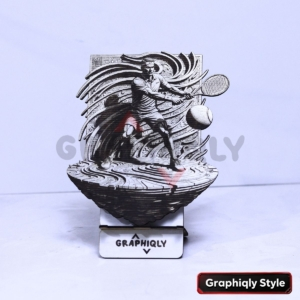 Tennis Player Power Backhand 3D Illusion