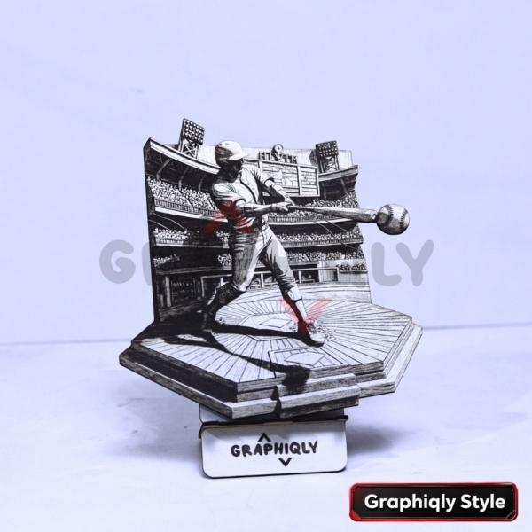 Baseball Batter Home Run Swing 3D Illusion