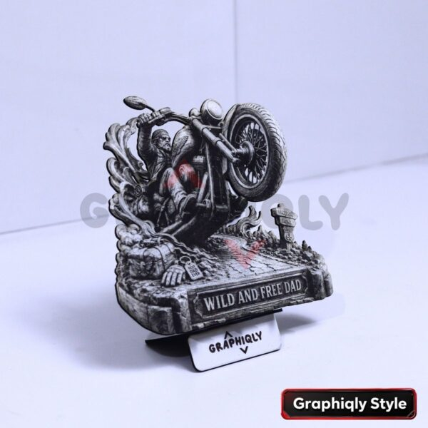 Wild and Free Dad Motorcycle 3D Illusion Laser File - SVG, WWS, XCS, LBRN2