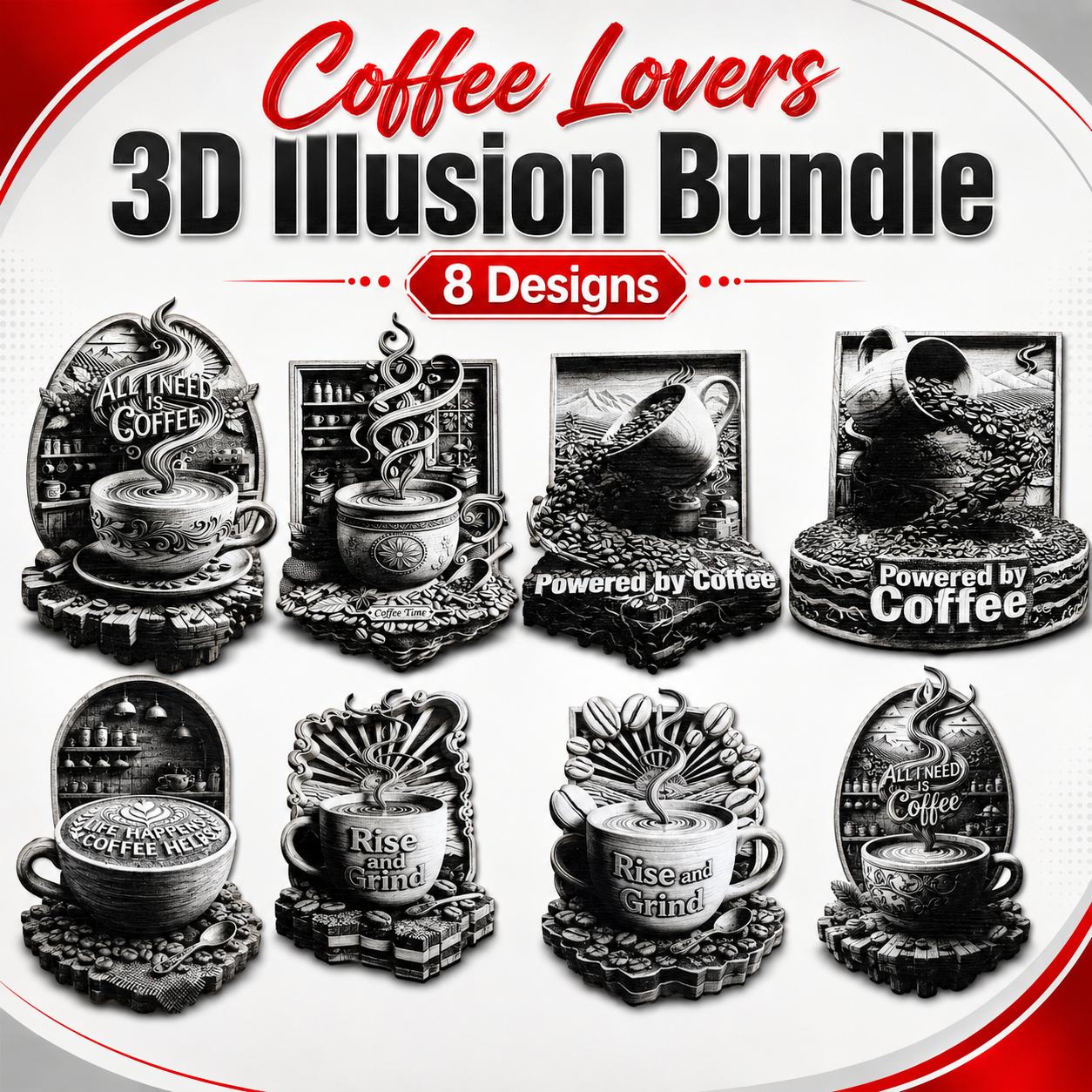Coffee lovers 3D illusion bundle