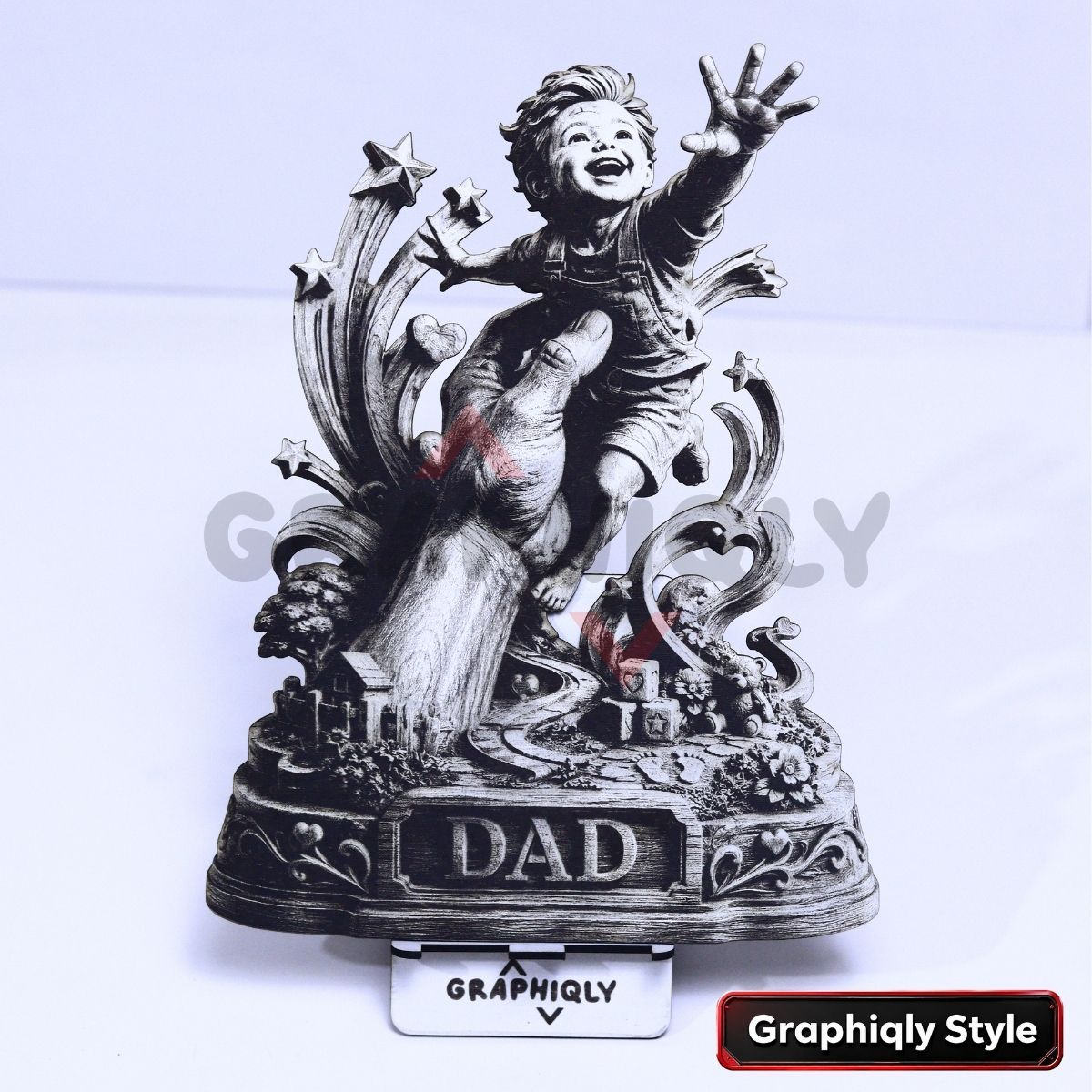 Dad Lifting Dreams 3D Illusion