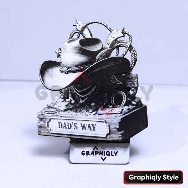 Dad's Way Western 3D Illusion Laser File - SVG, WWS, XCS, LBRN2
