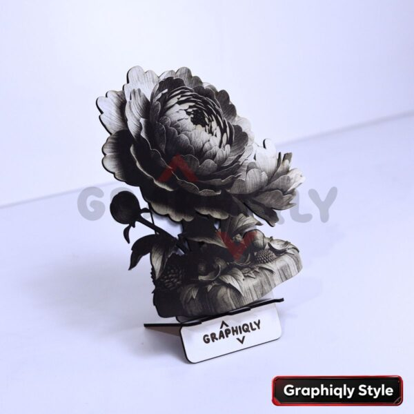 Peony Bloom 3D Illusion Laser File - SVG, WWS, XCS, LBRN2