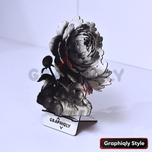 Peony Bloom 3D Illusion Laser File - SVG, WWS, XCS, LBRN2