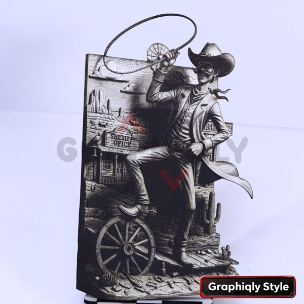 Western Cowboy Roping 3D Illusion Laser File - SVG, WWS, XCS, LBRN2