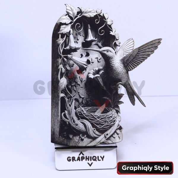 Hummingbird Nest Garden 3D Illusion