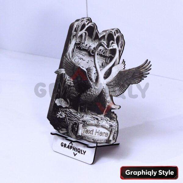 Made for Each Other Swans 3D Illusion Laser File - SVG, WWS, XCS, LBRN2