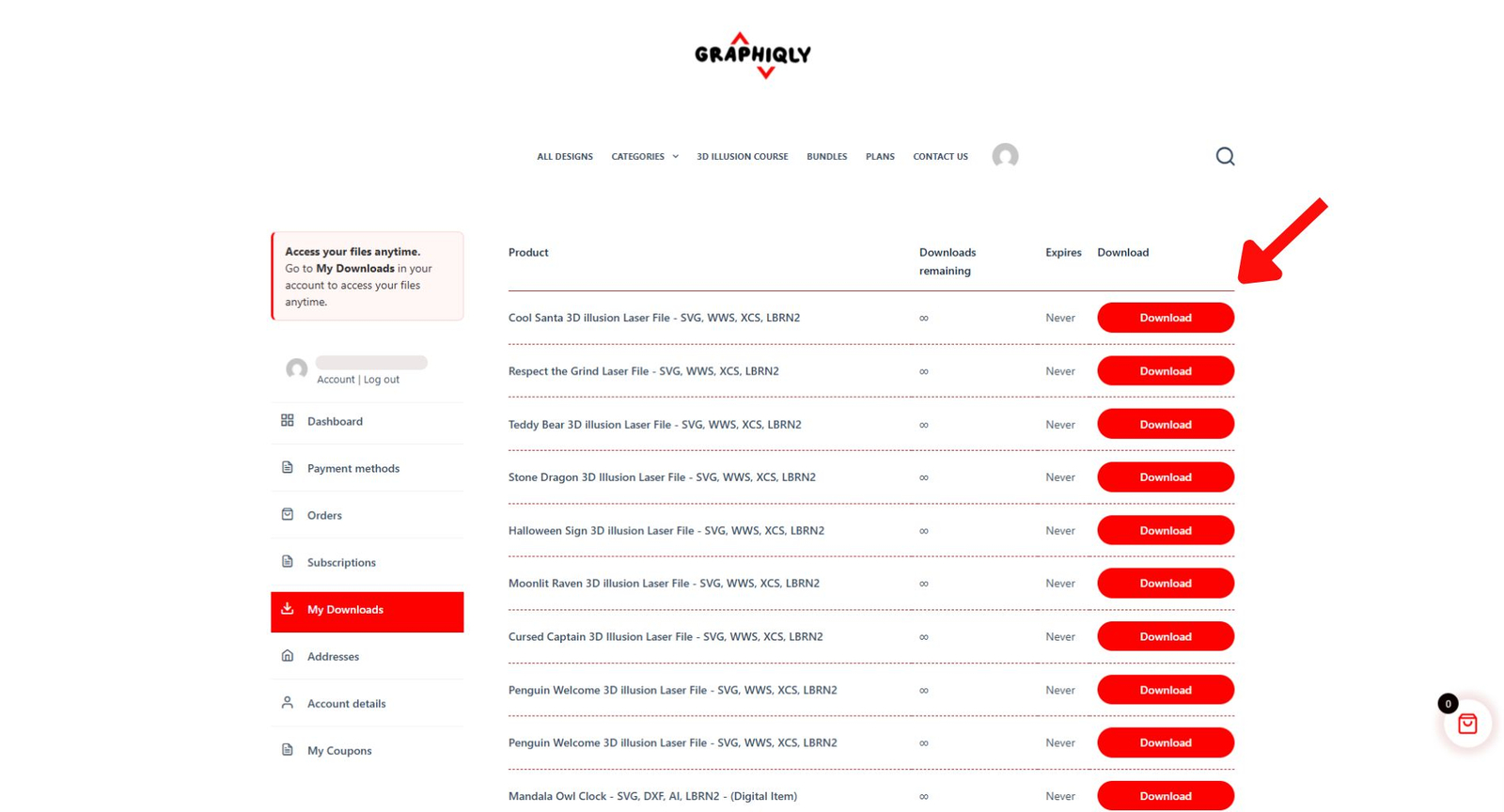 Download purchased Graphiqly files