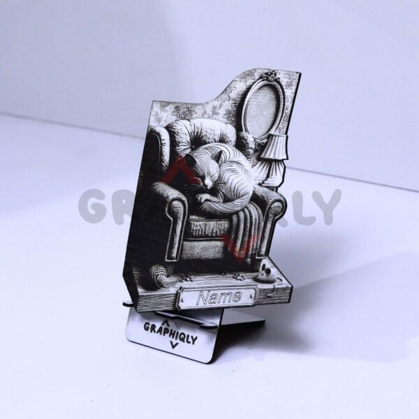 43 Sleeping Cat Memorial 3D Illusion Laser File - SVG, WWS, XCS, LBRN2