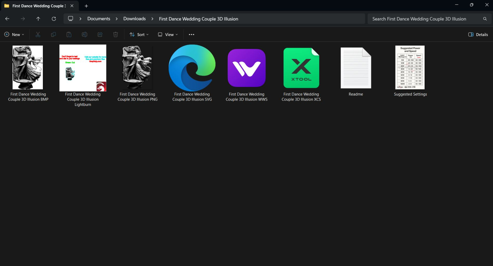 Graphiqly folder with different laser file formats