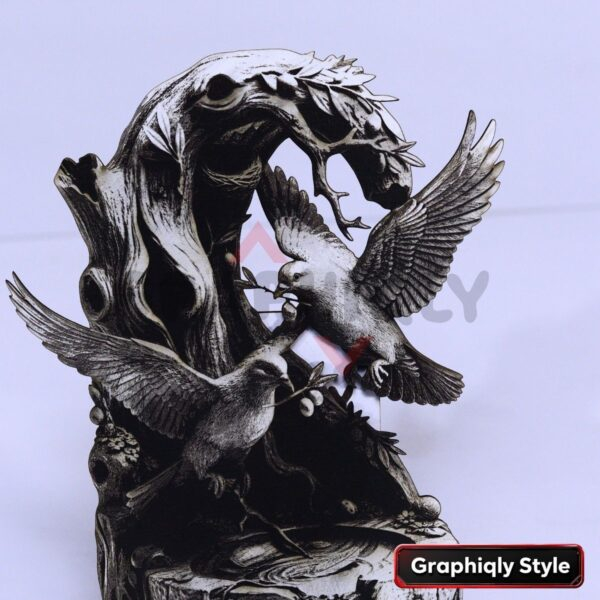 Love Birds Nest 3D Illusion Laser File - SVG, WWS, XCS, LBRN2