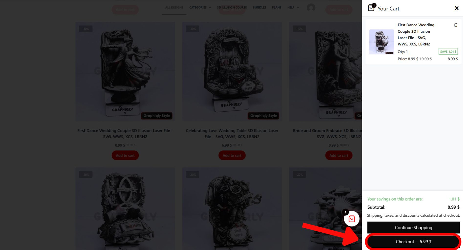 Open cart and click checkout