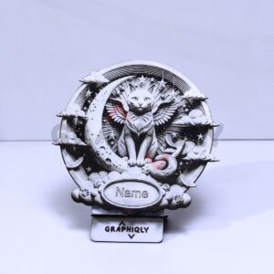 Angel Cat Moon Memorial 3D Illusion