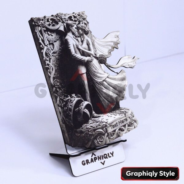 Bride and Groom Embrace 3D Illusion Laser File - SVG, WWS, XCS, LBRN2