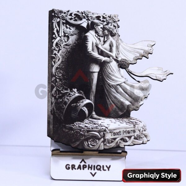 Bride and Groom Embrace 3D Illusion Laser File - SVG, WWS, XCS, LBRN2