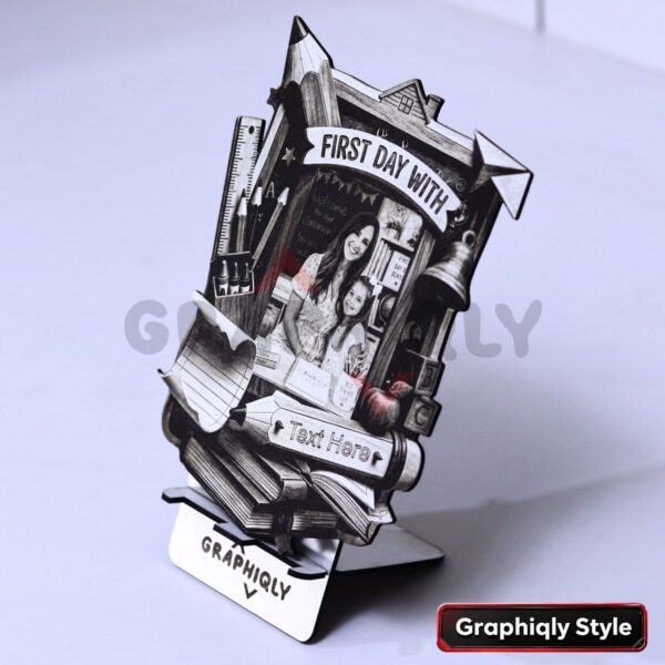 First Day With Teacher Photo Frame 3D Illusion Laser File – SVG, WWS, XCS, LBRN2