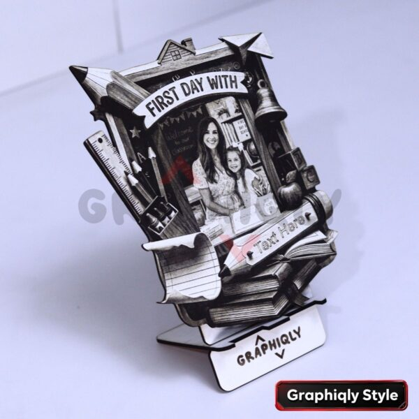 First Day With Teacher Photo Frame 3D Illusion Laser File – SVG, WWS, XCS, LBRN2