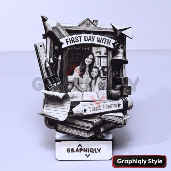 First Day With Teacher Photo Frame 3D Illusion Laser File – SVG, WWS, XCS, LBRN2