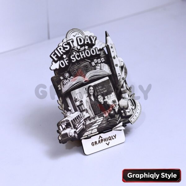 First Day Of School Teacher Photo Frame 3D Illusion Laser File – SVG, WWS, XCS, LBRN2