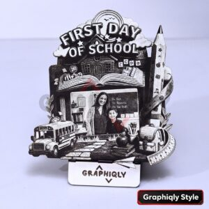 First Day Of School Teacher Photo Frame 3D Illusion Laser File – SVG, WWS, XCS, LBRN2