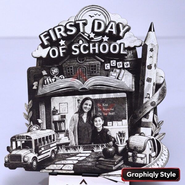 First Day Of School Teacher Photo Frame 3D Illusion Laser File – SVG, WWS, XCS, LBRN2