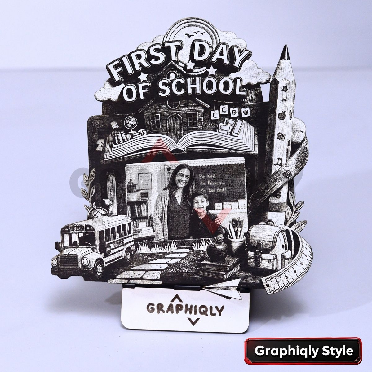 First Day Of School Teacher Photo Frame 3D Illusion Laser File – SVG, WWS, XCS, LBRN2