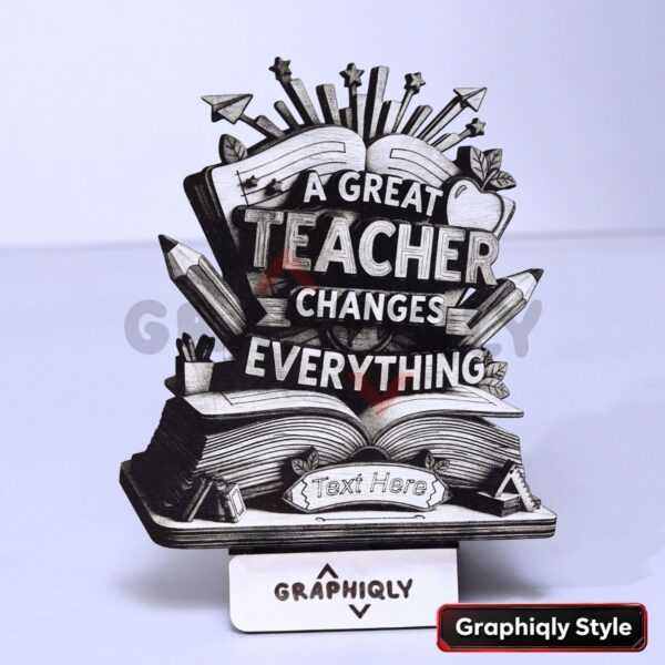 Great Teacher Changes Everything 3D Illusion Laser File – SVG, WWS, XCS, LBRN2