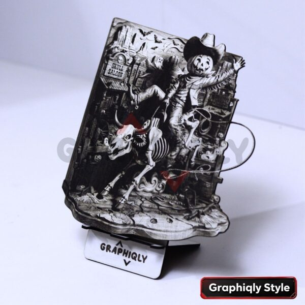 Haunted Rodeo Pumpkin Cowboy 3D Illusion Laser File – SVG, WWS, XCS, LBRN2