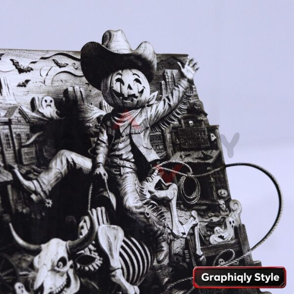 Haunted Rodeo Pumpkin Cowboy 3D Illusion Laser File – SVG, WWS, XCS, LBRN2