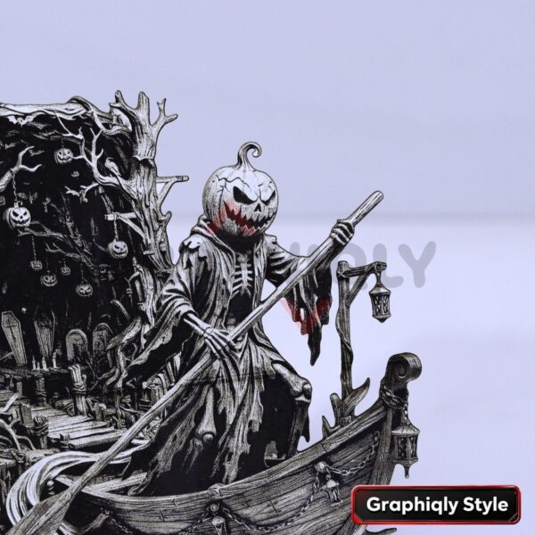 Pumpkin Grim Boatman 3D Illusion Laser File – SVG, WWS, XCS, LBRN2