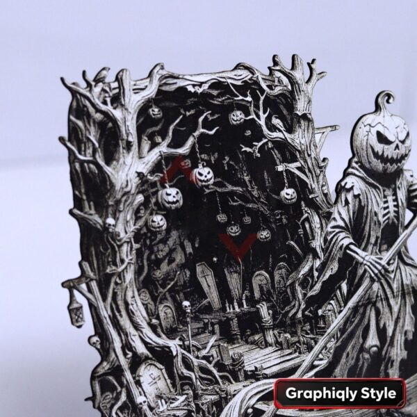 Pumpkin Grim Boatman 3D Illusion Laser File – SVG, WWS, XCS, LBRN2