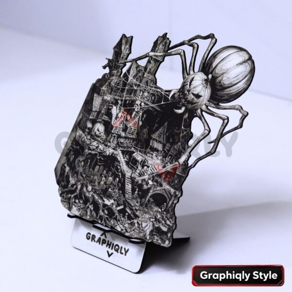 Pumpkin Spider Haunted Village 3D Illusion Laser File – SVG, WWS, XCS, LBRN2