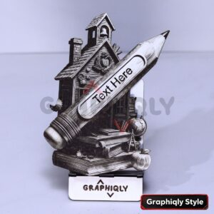 Schoolhouse Pencil Teacher Gift 3D Illusion Laser File – SVG, WWS, XCS, LBRN2