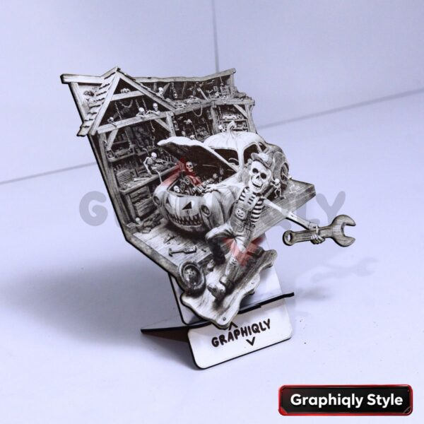 Skeleton Auto Mechanic Garage 3D Illusion Laser File – SVG, WWS, XCS, LBRN2