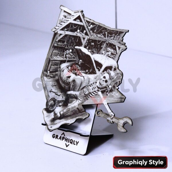 Skeleton Auto Mechanic Garage 3D Illusion Laser File – SVG, WWS, XCS, LBRN2