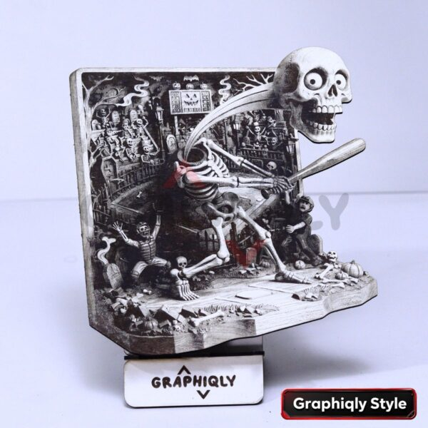 Skeleton Baseball Batter 3D Illusion Laser File – SVG, WWS, XCS, LBRN2