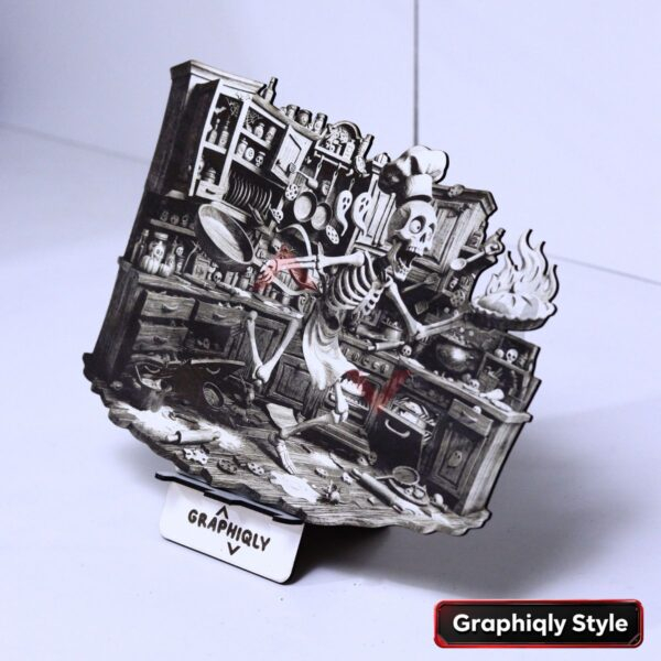 Skeleton Chef Kitchen Chaos 3D Illusion Laser File Pack – SVG, WWS, XCS, LBRN2