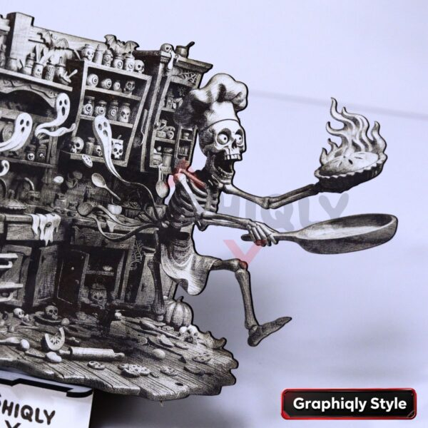 Skeleton Chef Kitchen Chaos 3D Illusion Laser File Pack – SVG, WWS, XCS, LBRN2