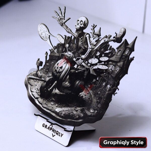 Skeleton Scooter Ride 3D Illusion Laser File Pack – SVG, WWS, XCS, LBRN2