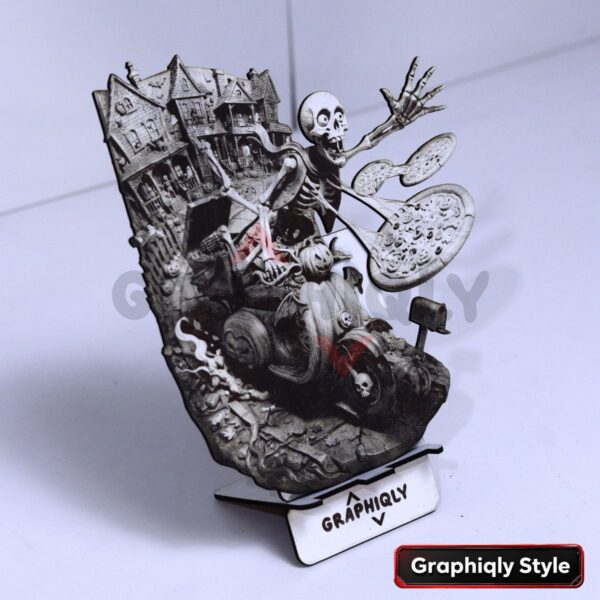 Skeleton Scooter Ride 3D Illusion Laser File Pack – SVG, WWS, XCS, LBRN2
