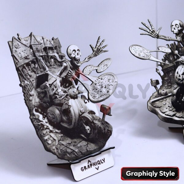 Skeleton Scooter Ride 3D Illusion Laser File Pack – SVG, WWS, XCS, LBRN2