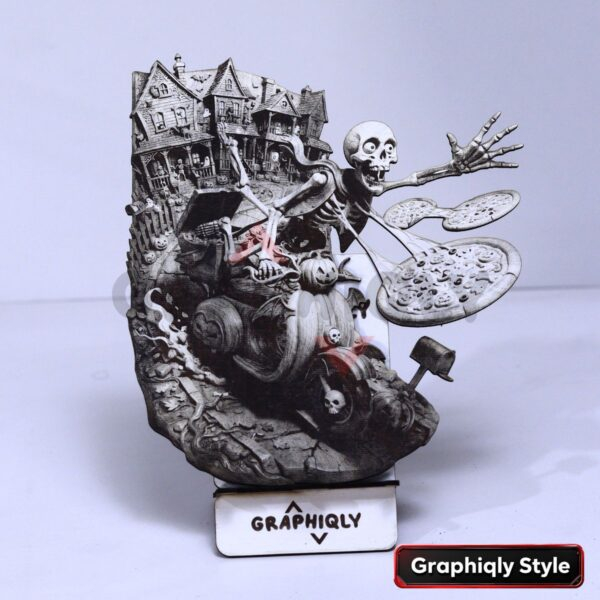 Skeleton Scooter Ride 3D Illusion Laser File Pack – SVG, WWS, XCS, LBRN2