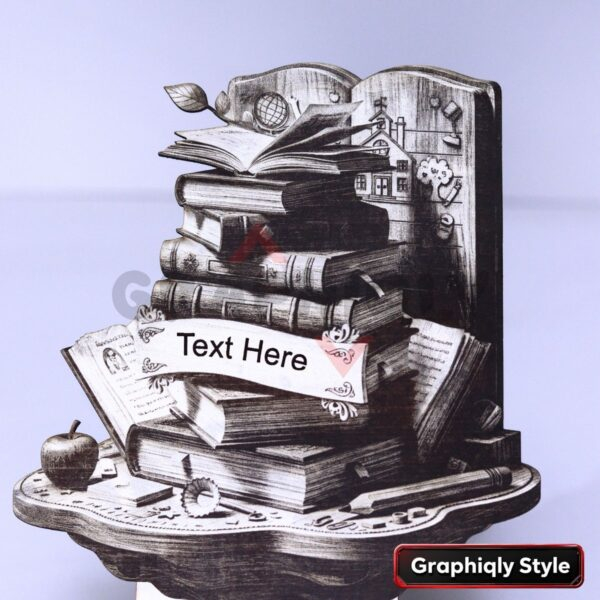 Teacher Book Stack Keepsake 3D Illusion Laser File – SVG, WWS, XCS, LBRN2