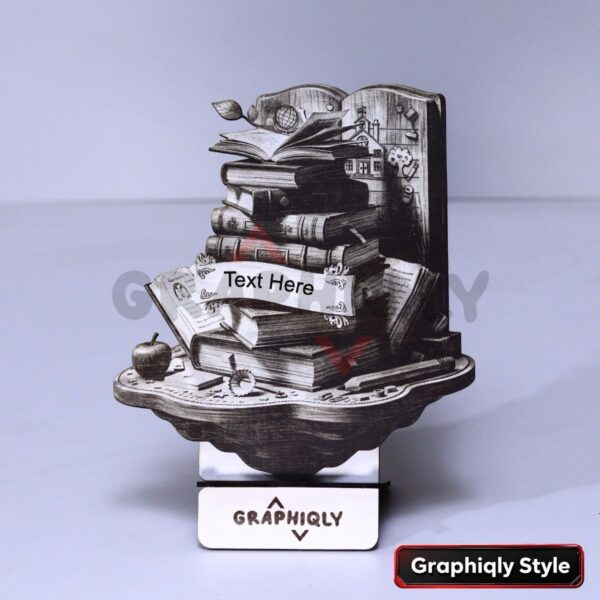 Teacher Book Stack Keepsake 3D Illusion Laser File – SVG, WWS, XCS, LBRN2