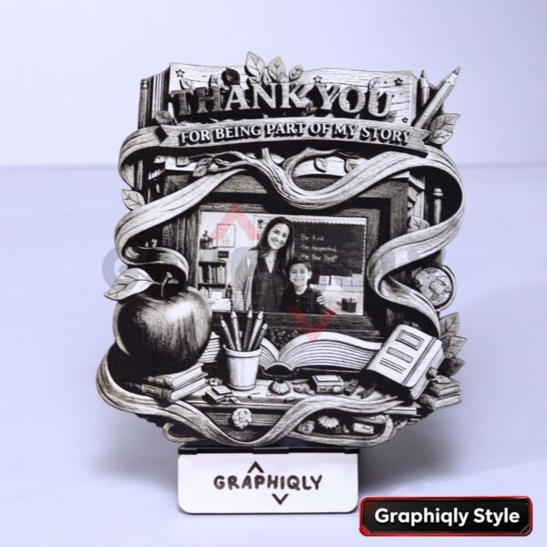 Thank You Teacher Story Photo Frame 3D Illusion Laser File – SVG, WWS, XCS, LBRN2